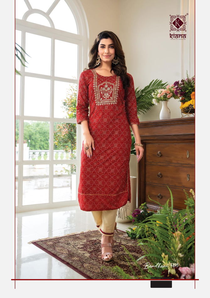 Kiana Bandhani 4 Exclusive Wholesale Kurti With Bottom Collection 